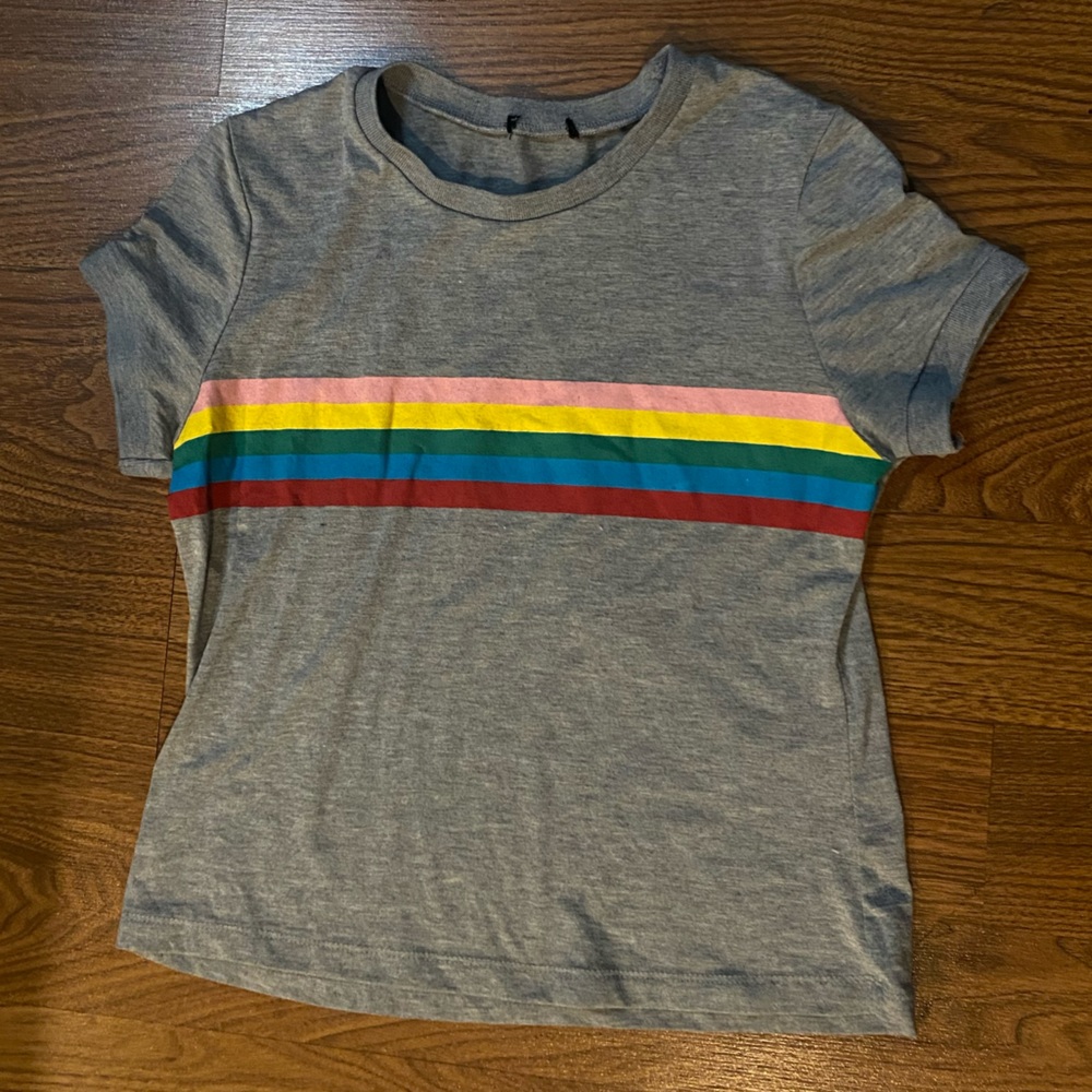 shein Grey Rainbow T-Shirt